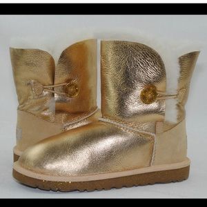 UGG Kids Bailey Button Metallic Gold Boots